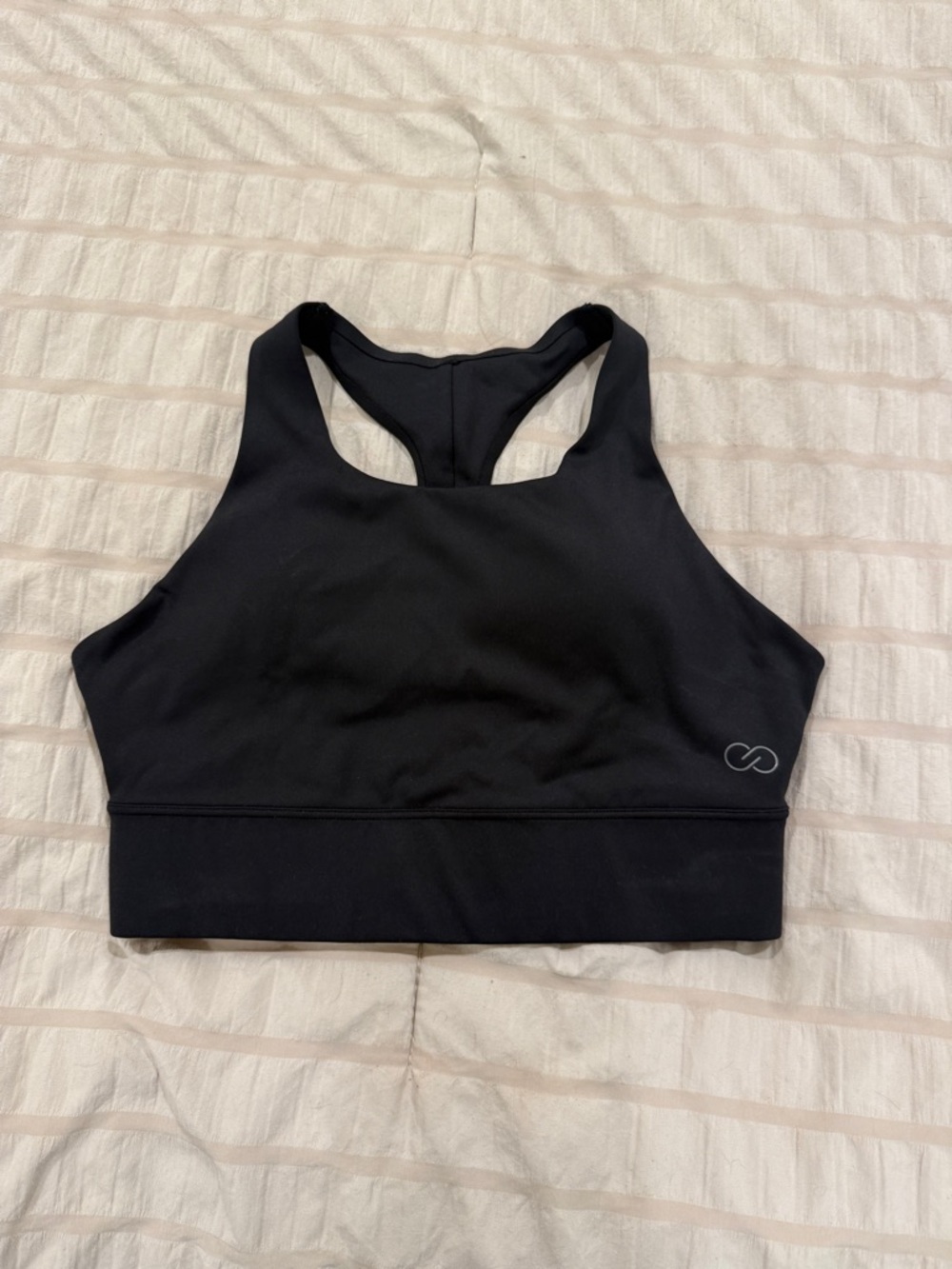 High-Neck Black Racerback Sports Bra - Sleek Support